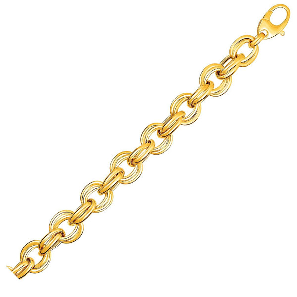 Size: 8'' - Twisted Double Link Bracelet in 14k Yellow Gold P150-47006-8