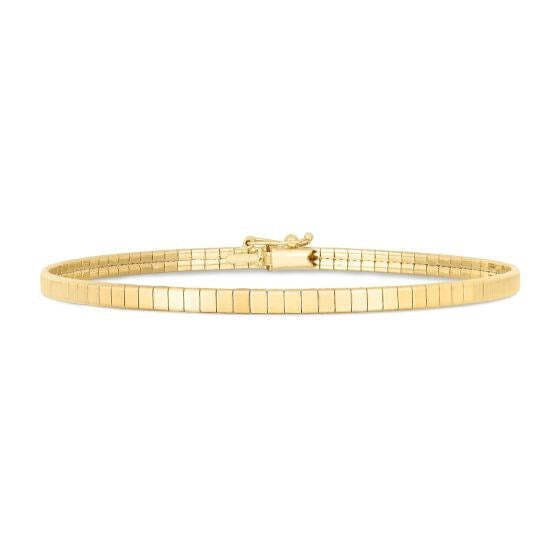 Size: 7 - 14k Yellow Gold Brick Omega Bracelet P150-40817-7