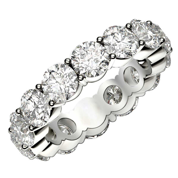 Size: 5 - Round Cut Lab Grown Diamond Eternity Ring in 14k White Gold (6 cttw FG/VS2) P150-93755-5
