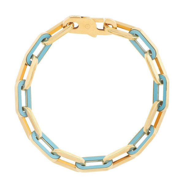 Size: 7.5 - 14k Yellow Gold Turquoise Paperclip Gem Link Bracelet (7.00 mm) P150-04476-7.5