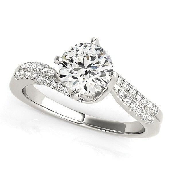 Size: 5 - 14k White Gold Spiral Design Pronged Diamond Engagement Ring (1 1/8 cttw) P150-86479-5