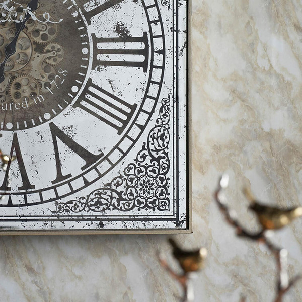 Silver And Gold Antique Style Square Wall Clock N270-401294