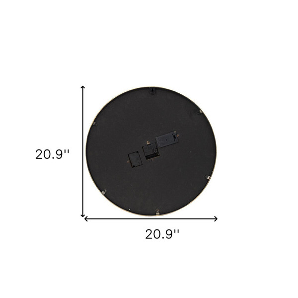 21" Circle Black and Gold Wood and Glass Analog Exposed Gear Wall Clock N270-485982
