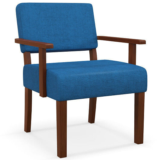 Linen Accent Chair Living Room Chair with Soft Padded Seat and Backrest-Blue B593-JV12093
