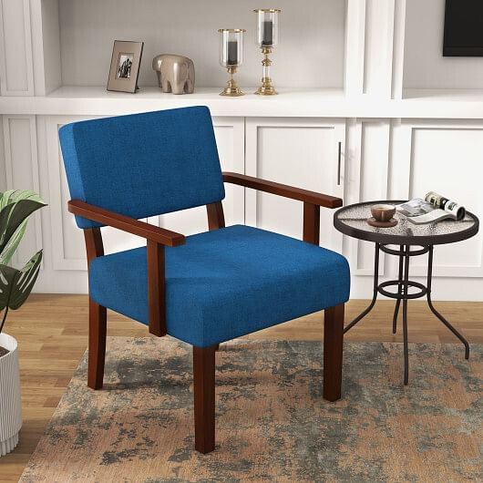 Linen Accent Chair Living Room Chair with Soft Padded Seat and Backrest-Blue B593-JV12093