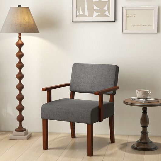 Linen Accent Chair Living Room Chair with Soft Padded Seat and Backrest-Blue B593-JV12093