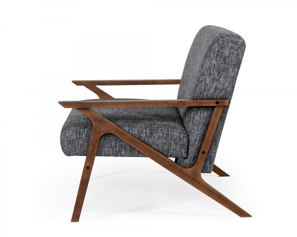 24" Grey And Walnut Solid Color Arm Chair N270-482829
