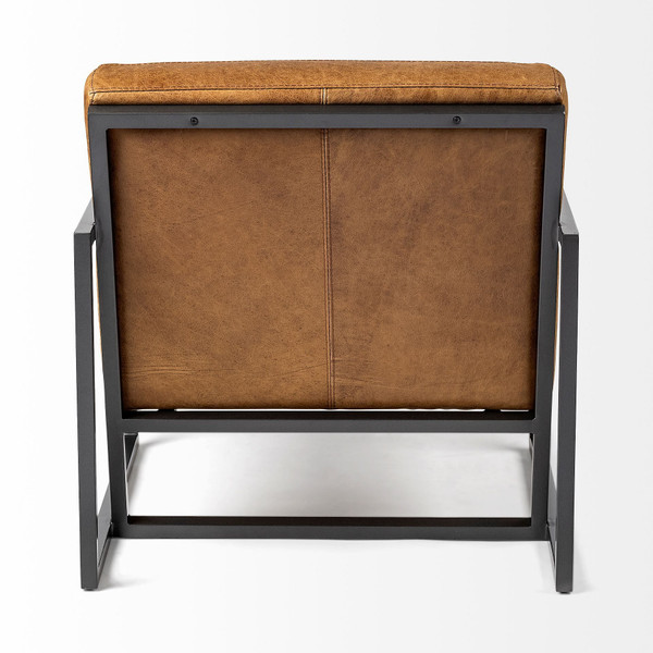 32" Brown And Black Faux Leather Distressed Arm Chair N270-380630
