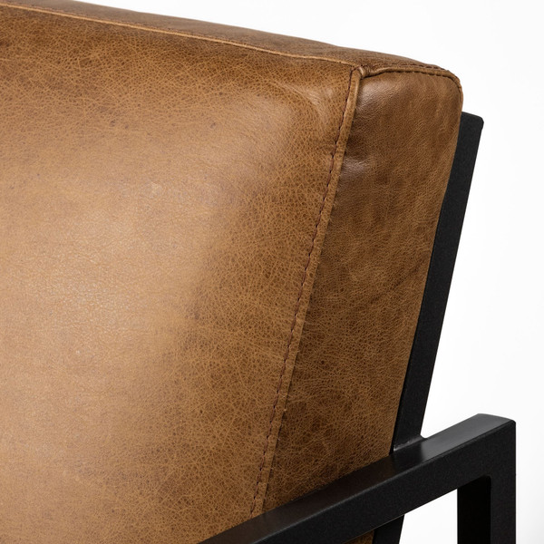 32" Brown And Black Faux Leather Distressed Arm Chair N270-380630