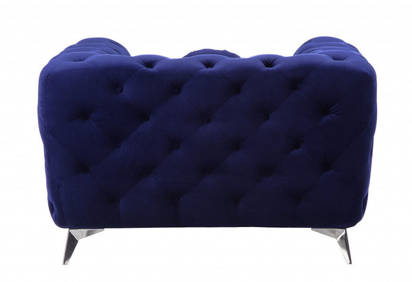 41" Blue Fabric And Black Tufted Arm Chair N270-515795