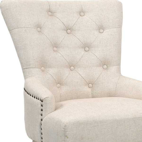 24" Beige Fabric Tufted Arm Chair N270-552136