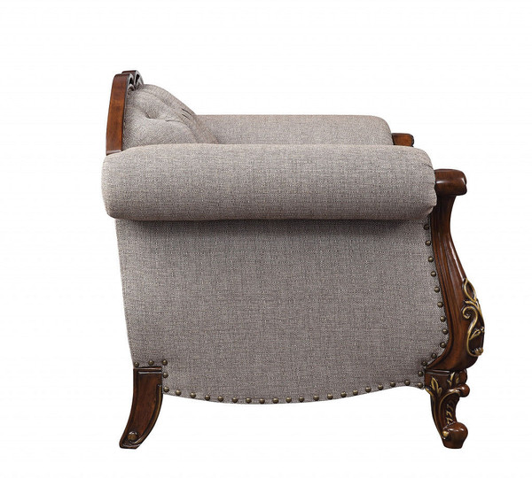 48" Beige Fabric And Cherry Floral Arm Chair N270-515800