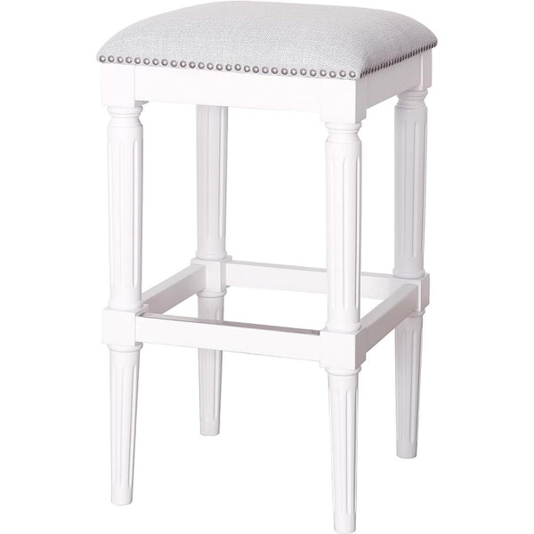 31" Light Gray and White Solid Wood Backless Bar Height Bar Chair N270-534320