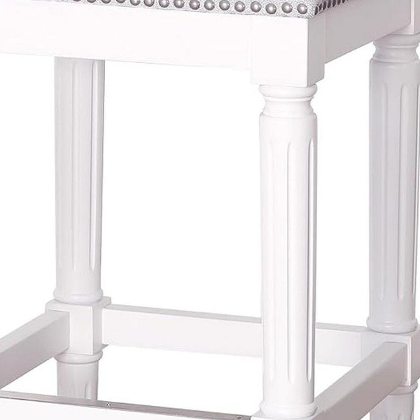 31" Light Gray and White Solid Wood Backless Bar Height Bar Chair N270-534320