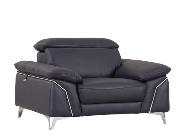 31" Navy Blue Genuine Italian Leather Chair N270-329690