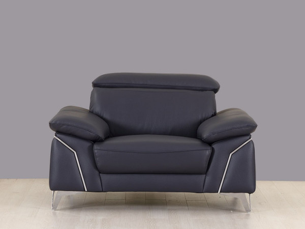 31" Navy Blue Genuine Italian Leather Chair N270-329690