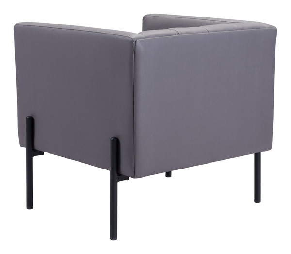 28" Light Gray And Black Faux Leather Club Chair N270-394999