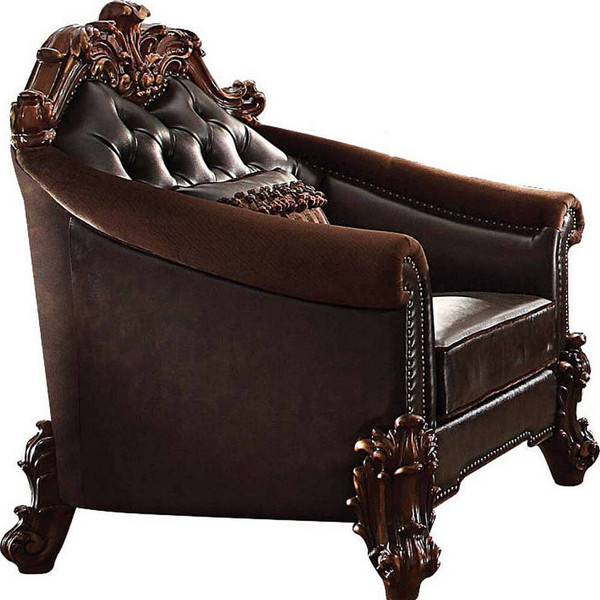 43" Dark Brown Faux Leather Tufted Barrel Chair N270-515785