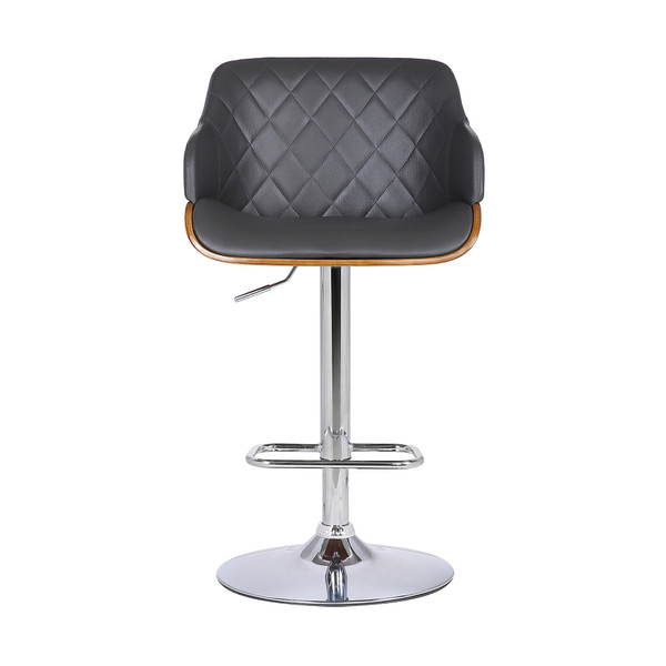 Gray and Silver Faux Leather and Iron Low Back Adjustable Height Swivel Bar Chair N270-477149