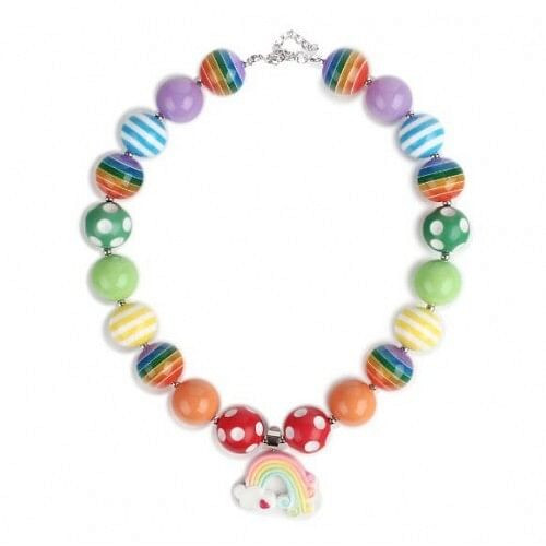 Rainbow Pendant Various Colors Beads Fashion Baby Necklace A392-bbj132