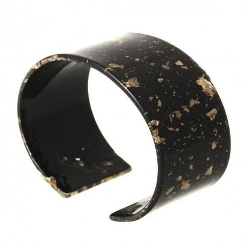 Abstract Pattern Open-end Design Resin Women Bangle - Black A392-fabr2245