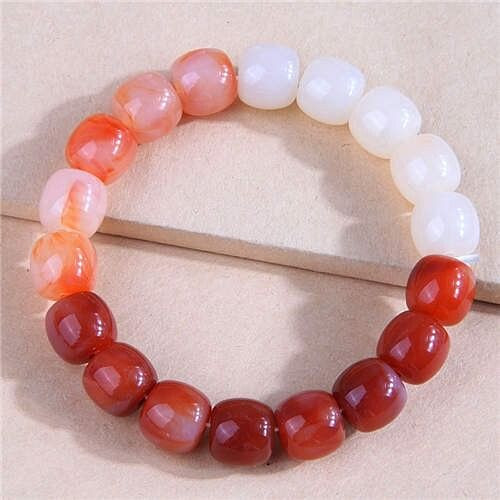 Minimalist Style Gradient Color Imitation Jade Beaded Wholesale Bracelet - Orange A392-fabr2858