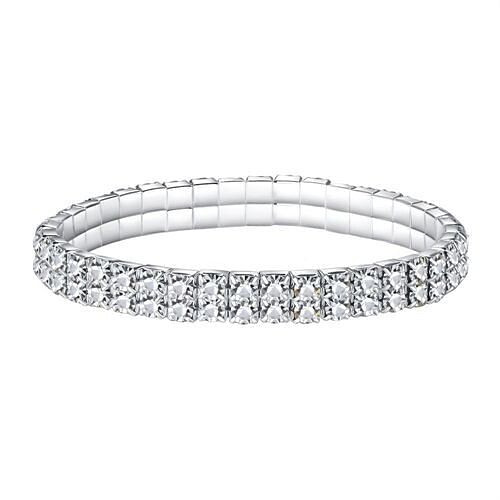 Double Row Rhinestone Bling Fashion Wholesale Women Bride Bracelet A392-fabr2983