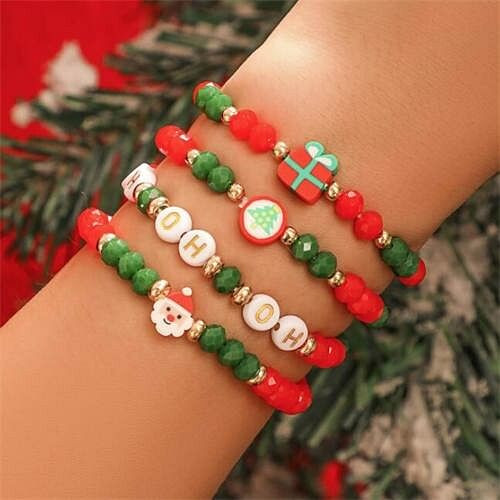 Christmas Fashion Santa and Gift Design Colorful Handmade Multi-layer Bracelet A392-fabr3039