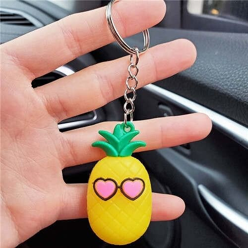 U.S.Fashion Cute Cartoon Fruit Series Soft Plastic Wholesale Key Chain - Pineapple A392-fakc0003