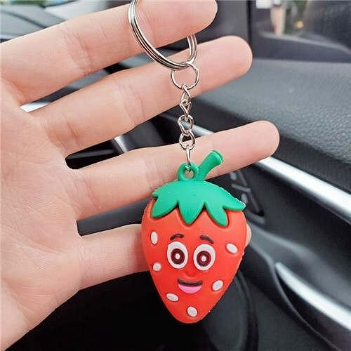 U.S.Fashion Cute Cartoon Fruit Series Soft Plastic Wholesale Key Chain - Strawberry A392-fakc0004