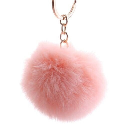 Minimalist Design Popular Style Sweet Fluffy Ball Bag Decoration Key Ring - Korean Pink A392-fakc0010