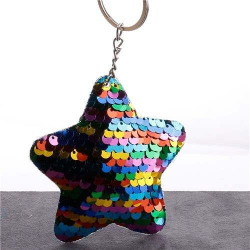 Minimalist Bling Sequins Five-pointed Star Wholesale Key Chain - Multicolor A392-fakc0035