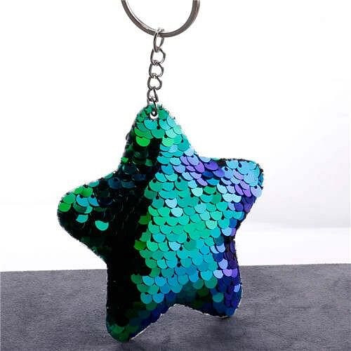 Minimalist Bling Sequins Five-pointed Star Wholesale Key Chain - Blue A392-fakc0036
