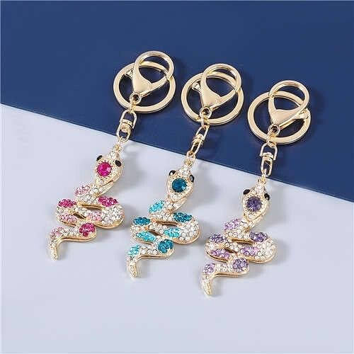 3 Colors Available Bling Rhinestone Snake Modeling Handbag Pendant Key Chain A392-fakc0194