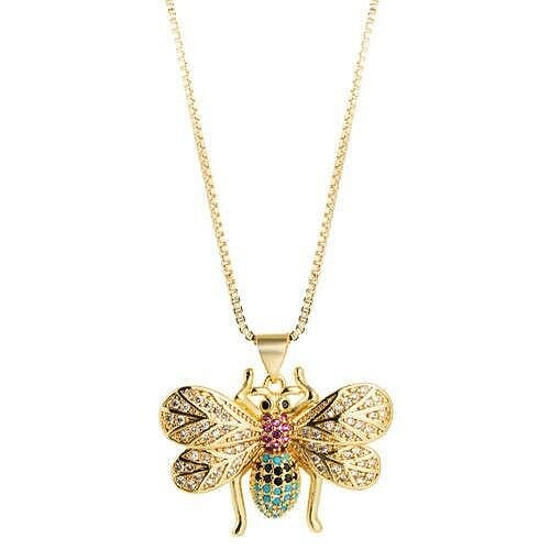 Creative Gold Plated Bee Pendant High Fashion Women Costume Necklace A392-fane6581