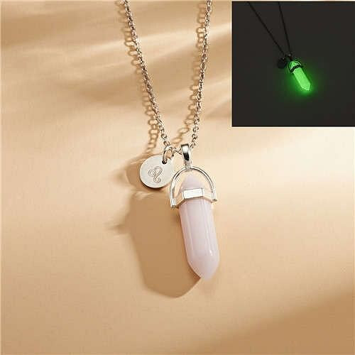Creative Bullet Shape Luminous Natural Stone Pendant Fashion Necklace - Color NO.9 A392-fane7181