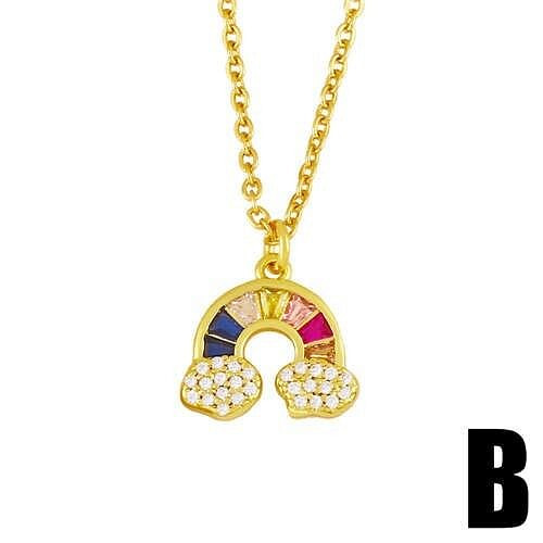 Cute Rainbow 18k Gold Plated U.S. High Fashion Women Costume Necklace - Style B A392-fane7210