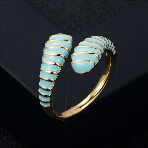 European and American High Fashion Creative Cobra Modeling Open-end Costume Ring - Sky Blue A392-fari1105