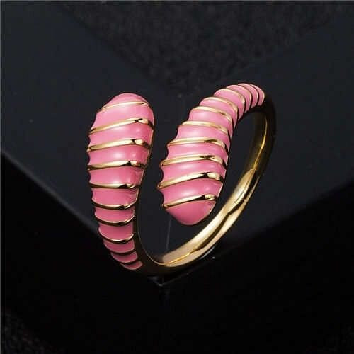 European and American High Fashion Creative Cobra Modeling Open-end Costume Ring - Pink A392-fari1110