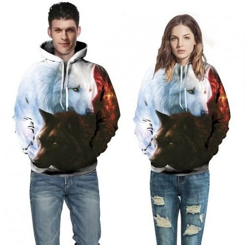 Snow Wolf Printing High Fashion Hooded Top A392-fast0068
