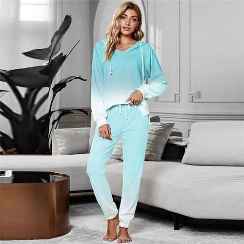 High Fashion Gradient Color Dyed Long Sleeves Women Homewear/ Pajamas Suit - Light Green A392-fast0173