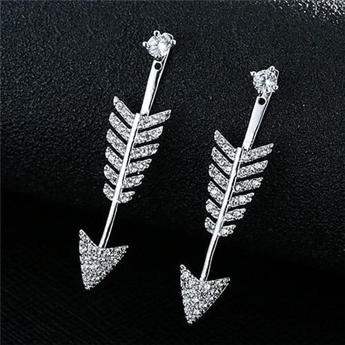 Cubic Zirconia Embellished Arrow Design Fashion Stud Earrings A392-fear2126
