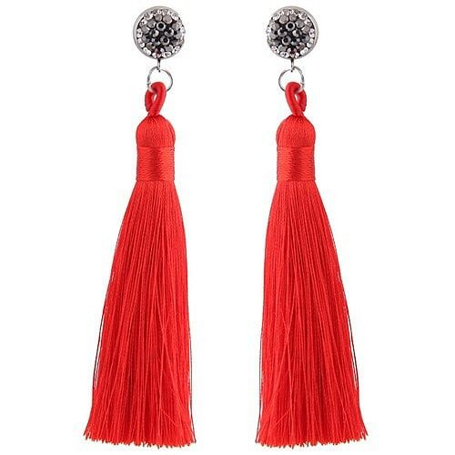 Cotton Threads Shining Studs High Fashion Statement Earrings - Red A392-fear2942