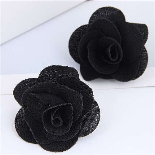 Pasterol Style Cloth Rose Design Women Fashion Earrings - Black A392-fear5604