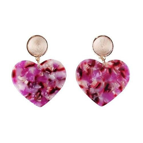 Acrylic Heart Night Club Fashion Women Alloy Wholesale Earrings - Rose A392-fear5856