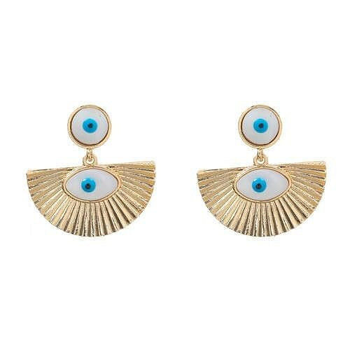 Fan-shaped Oil-spot Glazed Eye Abstract Design Wholesale Bohemian Style Women Dangle Earrings A392-fear6897