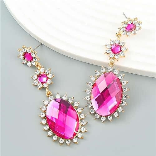 Vintage Elegant Royal Court Style Oval Pendant Sunflower Wholesale Earrings - Rose A392-fear7809
