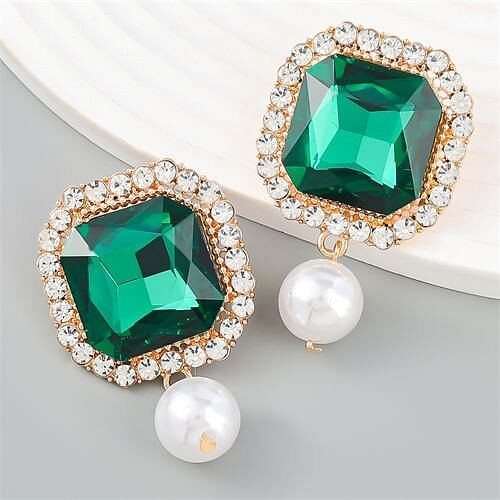 Super Shining Catwalk Style Exaggerated Wholesale Fashion Earrings - Green A392-fear8027