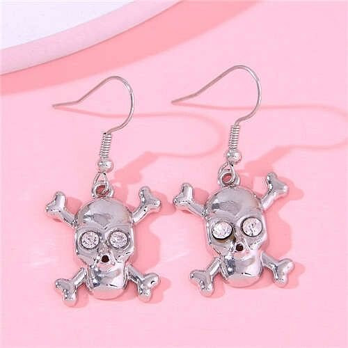 European Skull Fashion Women Wholesale Stud Earrings - Silver A392-fear8131