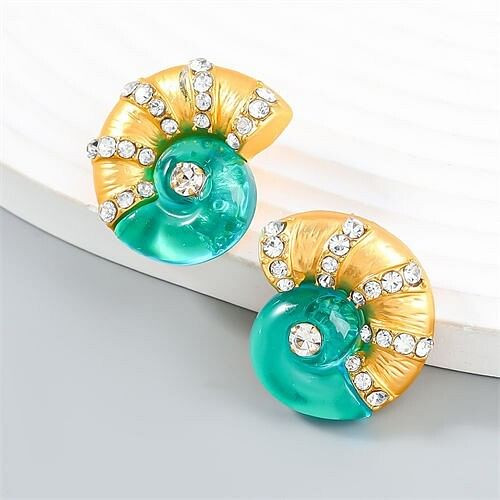 Rhinestone Decorated Unique Conch Design Wholesale Fashion Earrings A392-fear8169